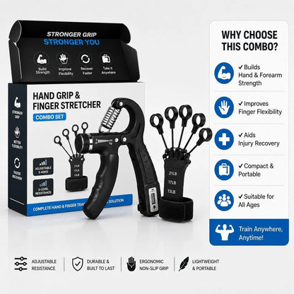 Hand Grip Strengthener 5–60 kg With finger Strengthener (Combo Set)